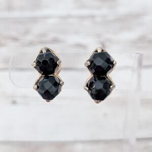 Vintage Clip On Earrings Facets Black Ball Duo 7/8"